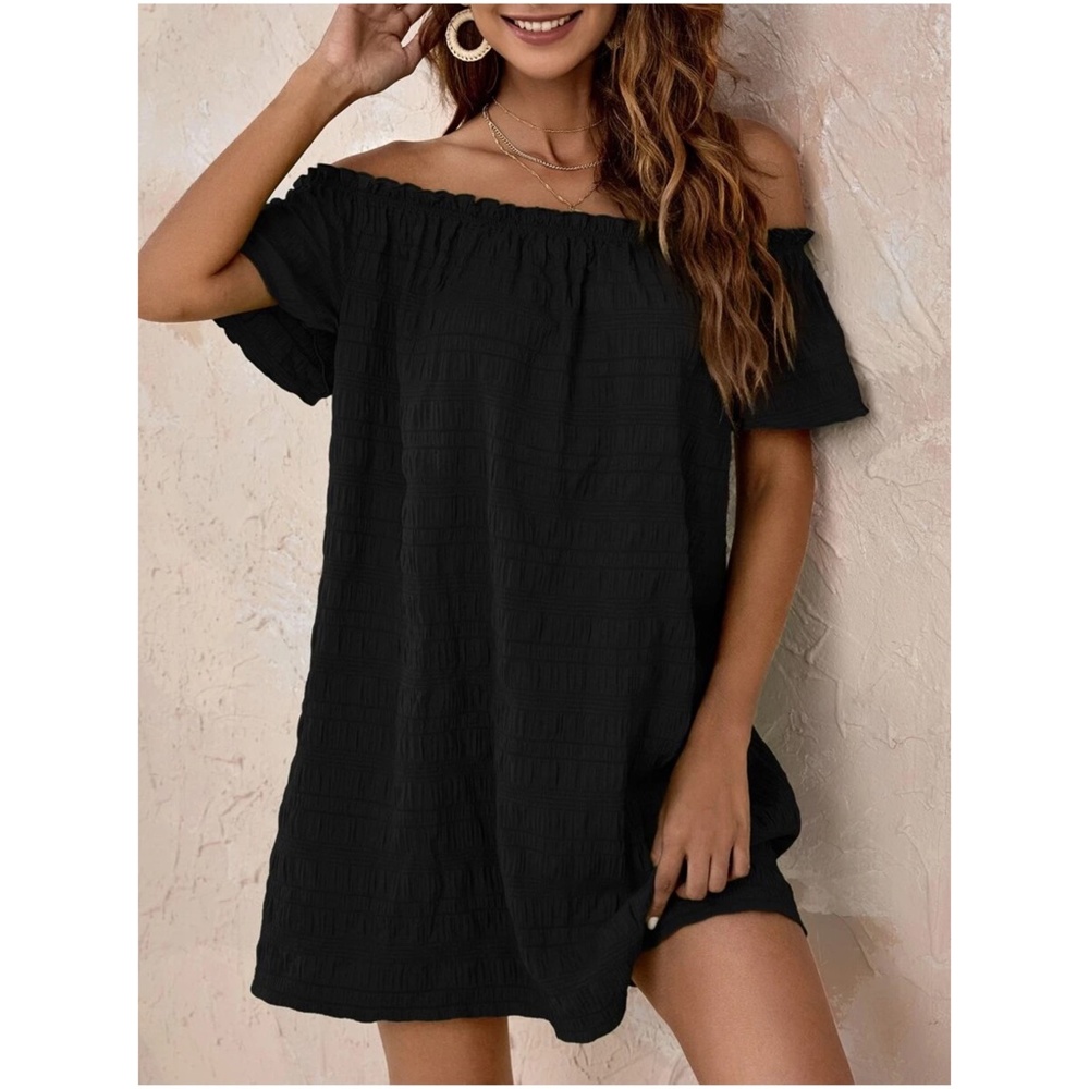 Off Shoulder Ruffle Mini Dress - Picture 7 of 8